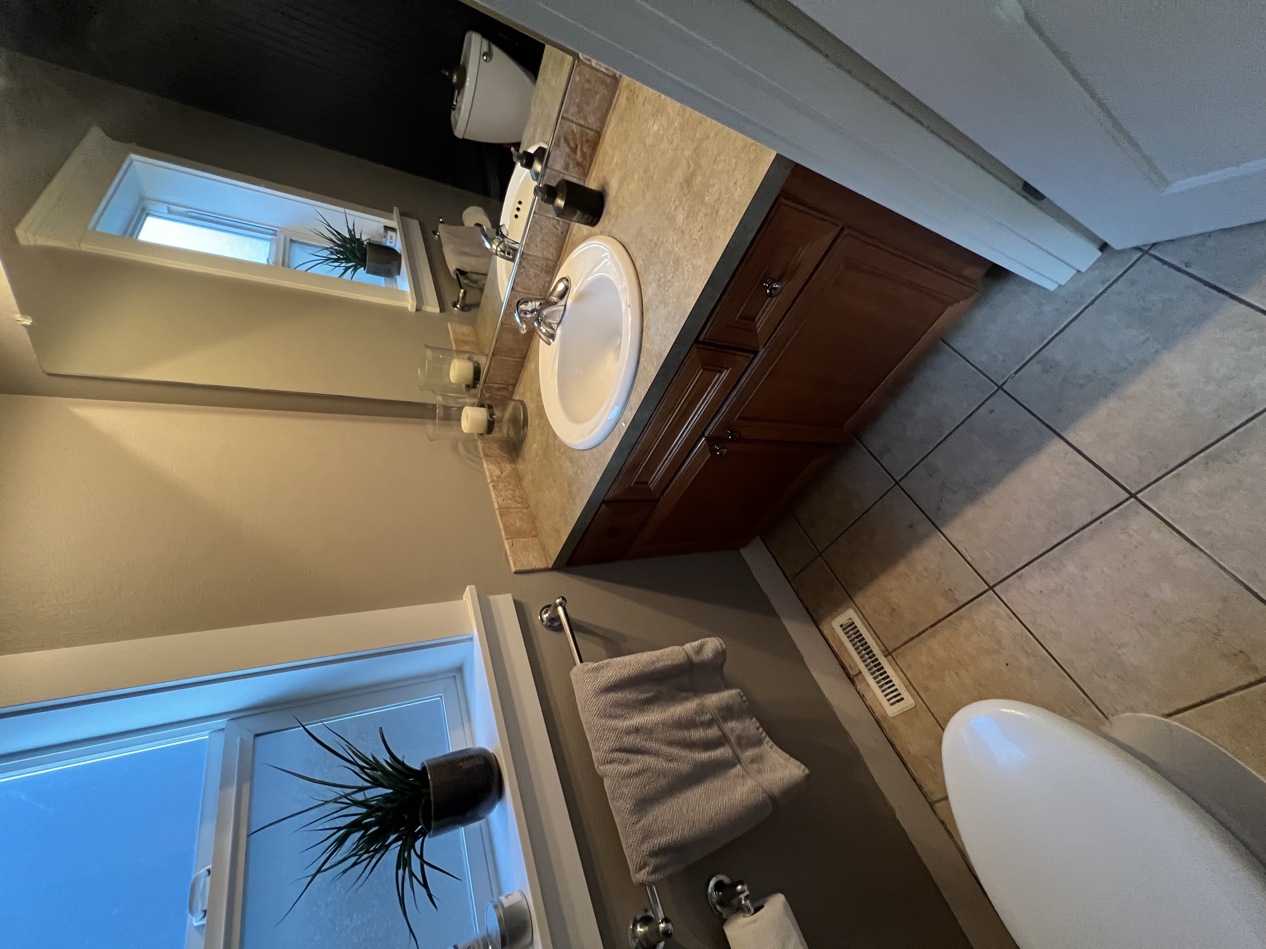 Half-bath remodel vanity and lighting