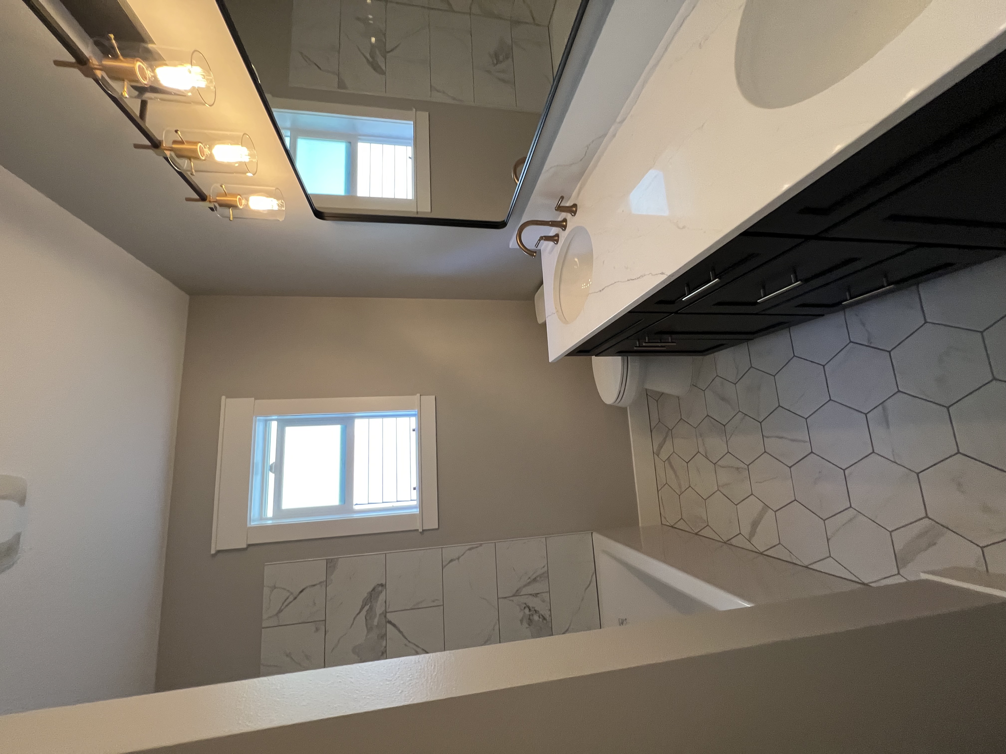 Double bathroom remodel shower tile